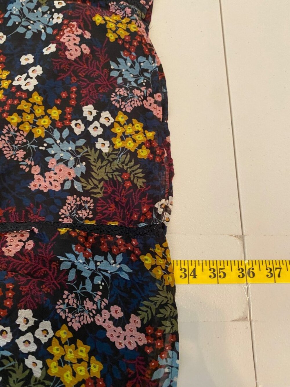 Loft Floral Print Long-Sleeve Tiered Short Dress Medium - Picture 7 of 9